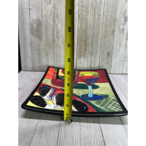 Vtg Mary Naylor Designs Painted Ceramic Platters Plates Set of 2 Wine 9.5" - Picture 4 of 6